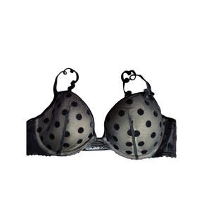 Gap Body‎ Bra 36B Womens Underwired Black Polka Dot Adjustable Straps